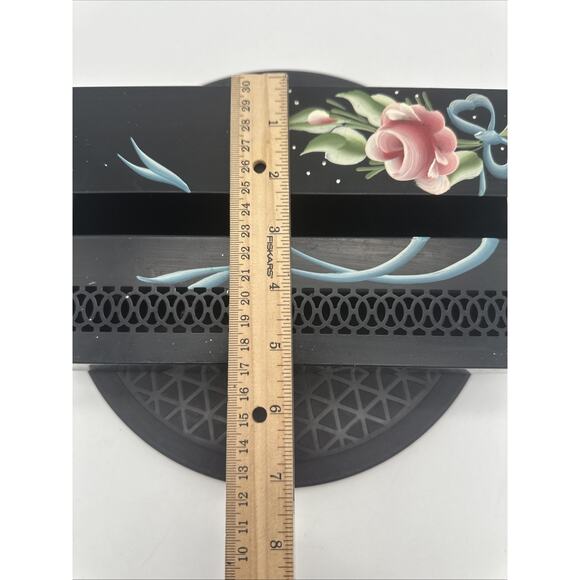 Vintage Wolff Floral Tissuette Tissue Box Cover Box Black Floral - Picture 6 of 6